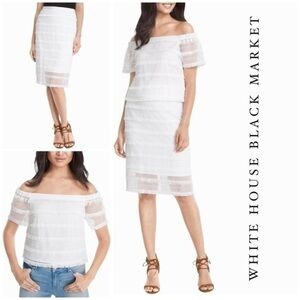 WHBM size 6 white fringe 2 piece skirt top set